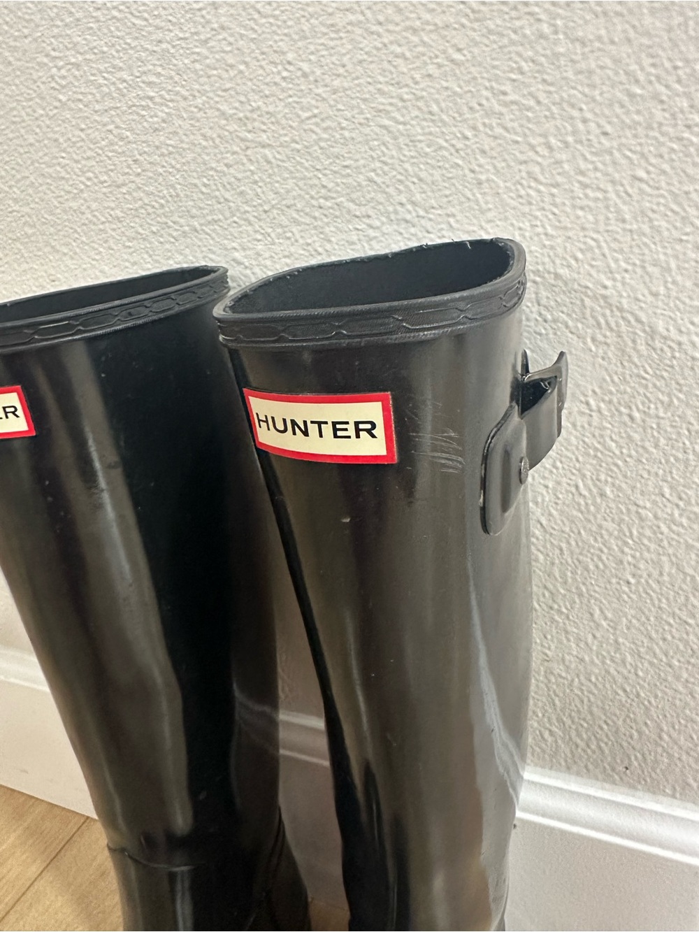 Hunter Gloss Black Knee-High Rain Boots - Picture 7 of 10